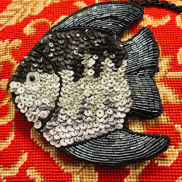 art to wear Accessories - Purse Satin Beaded Fish Wristlet Wee Tiny Bag💄#dontforgetyourlipgloss💄#fire